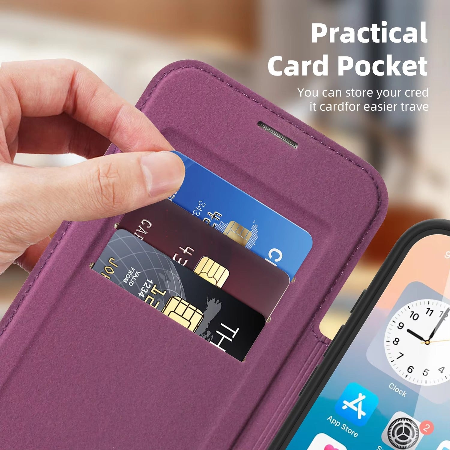 Luxury iPhone Case — Retro Business Flip Leather Cover with Magnetic Charging Support and Card Holder Wallet Design