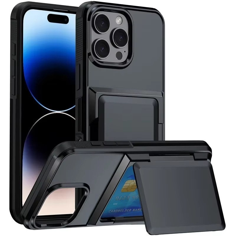 Luxury iPhone Case — Shockproof Flip Wallet Cover with Card Holder, Built-In Stand and Anti-Fingerprint Scratch-Resistant Design