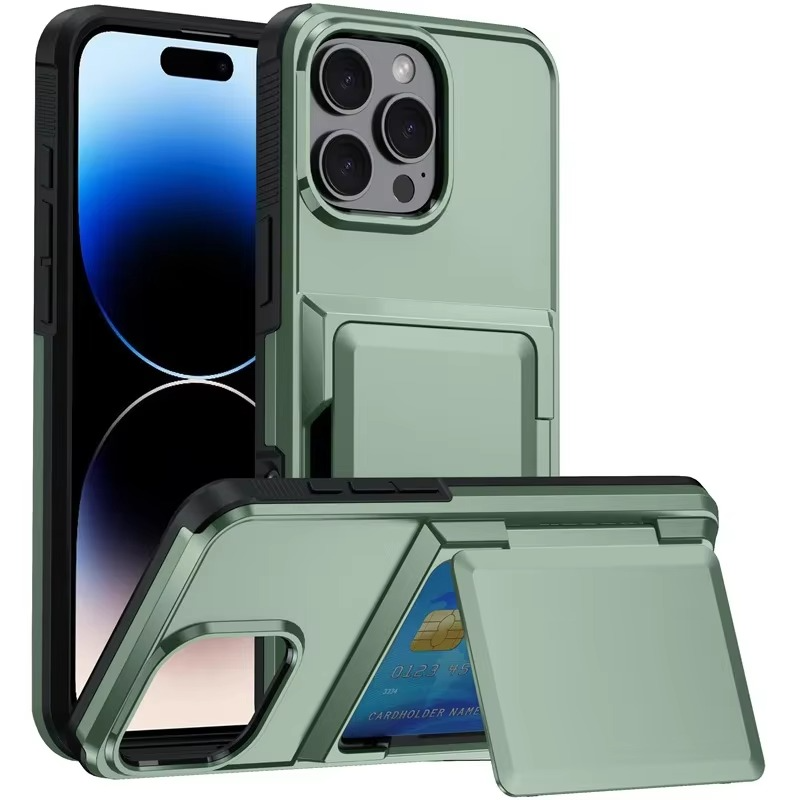 Luxury iPhone Case — Shockproof Flip Wallet Cover with Card Holder, Built-In Stand and Anti-Fingerprint Scratch-Resistant Design