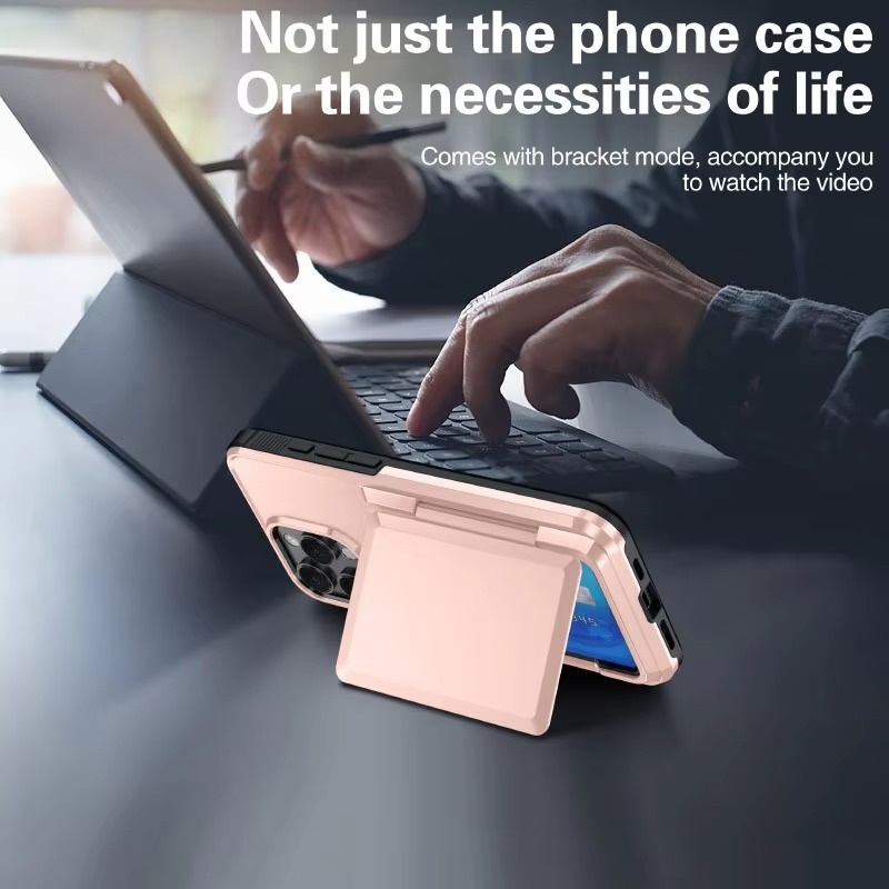 Luxury iPhone Case — Shockproof Flip Wallet Cover with Card Holder, Built-In Stand and Anti-Fingerprint Scratch-Resistant Design