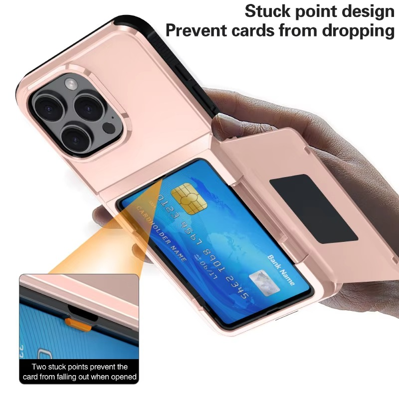Luxury iPhone Case — Shockproof Flip Wallet Cover with Card Holder, Built-In Stand and Anti-Fingerprint Scratch-Resistant Design