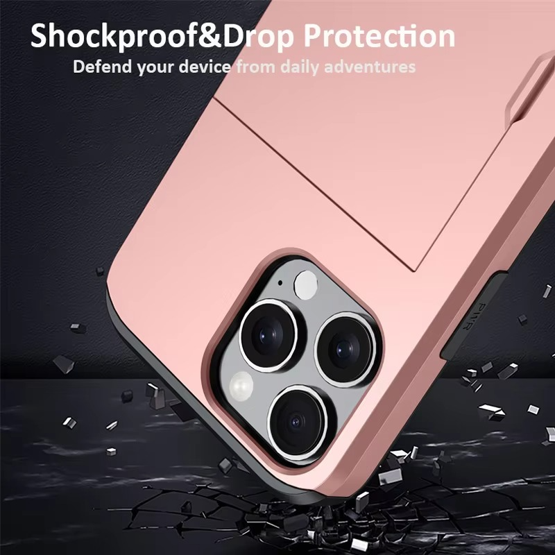 Luxury iPhone Case — Shockproof Flip Wallet Cover with Card Holder, Built-In Stand and Anti-Fingerprint Scratch-Resistant Design