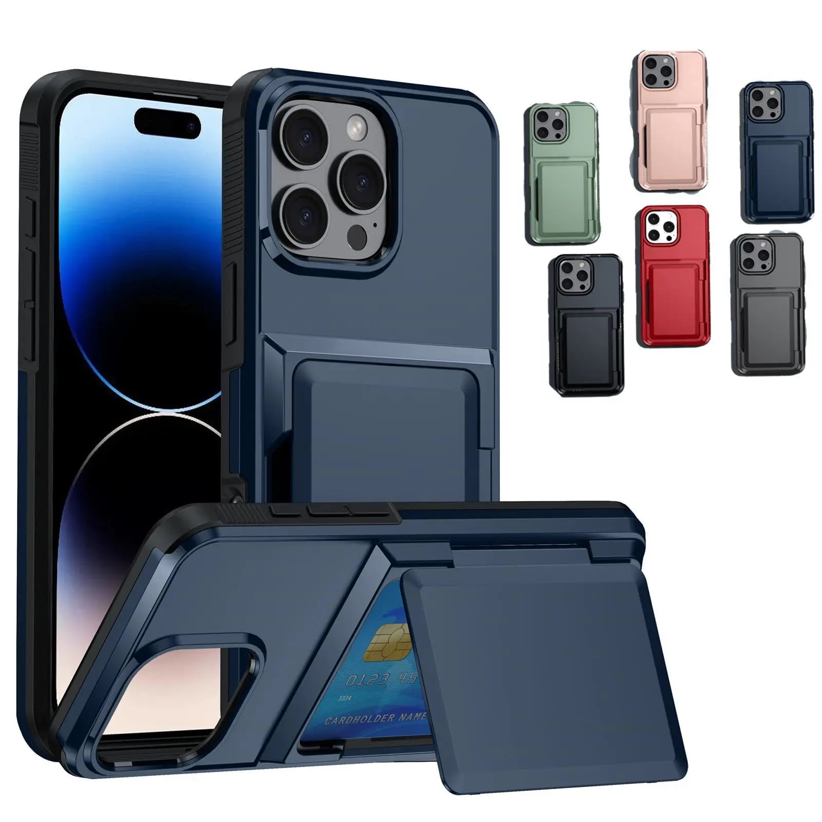 Luxury iPhone Case — Shockproof Flip Wallet Cover with Card Holder, Built-In Stand and Anti-Fingerprint Scratch-Resistant Design