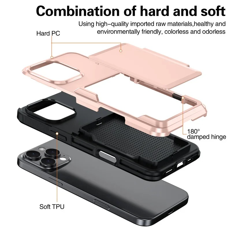 Luxury iPhone Case — Shockproof Flip Wallet Cover with Card Holder, Built-In Stand and Anti-Fingerprint Scratch-Resistant Design