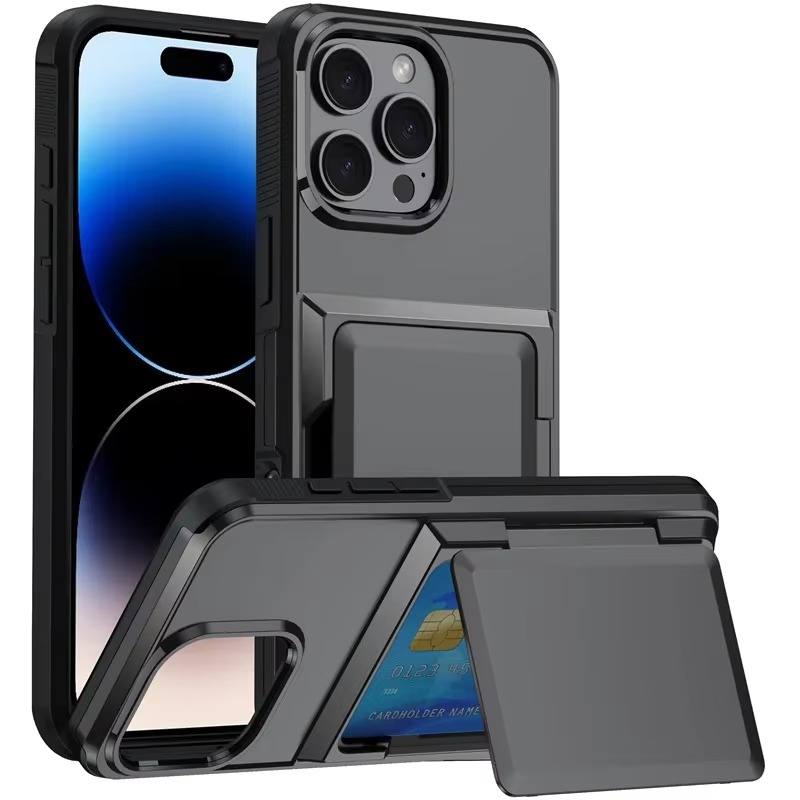 Luxury iPhone Case — Shockproof Flip Wallet Cover with Card Holder, Built-In Stand and Anti-Fingerprint Scratch-Resistant Design
