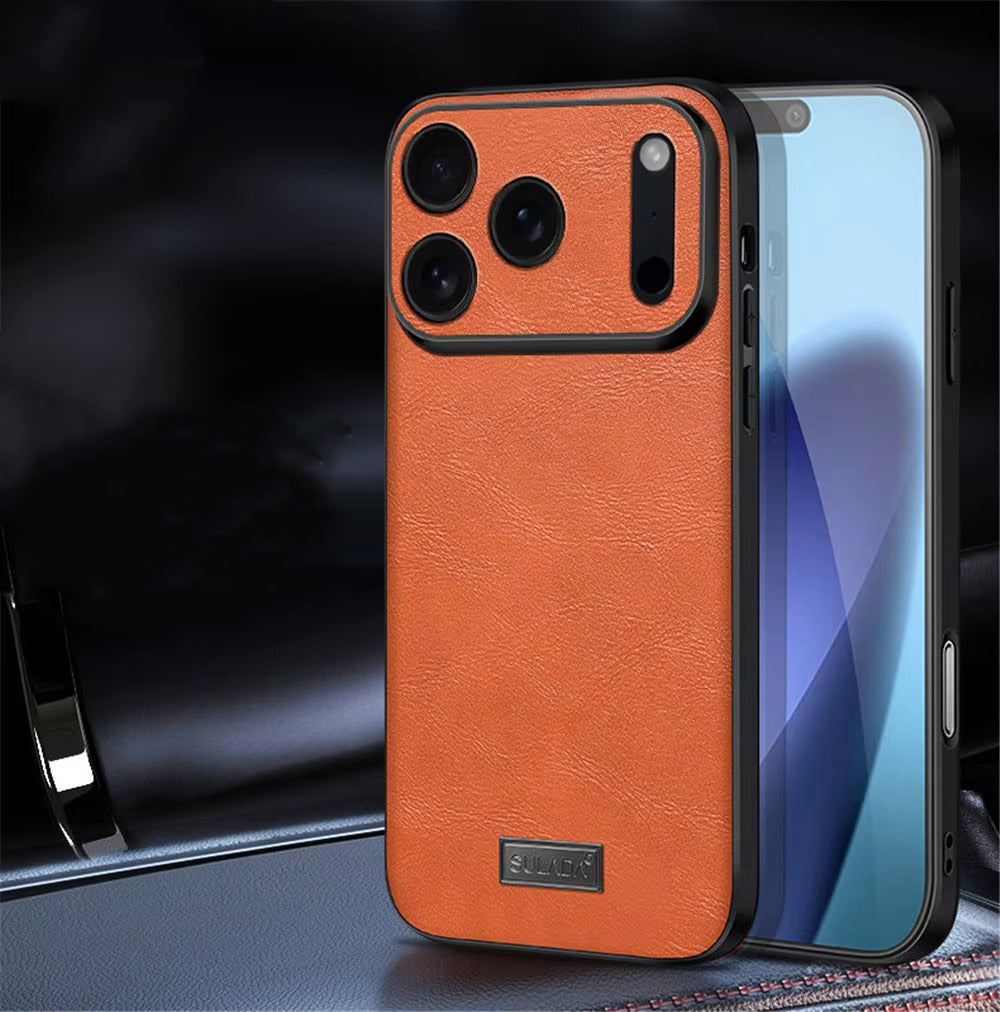 Luxury iPhone Case — Shockproof Soft Leather Cover, Half-Wrapped PC+TPU Design, Anti-Fingerprint Anti-Scratch Non-Slip Protection, Plain Finish