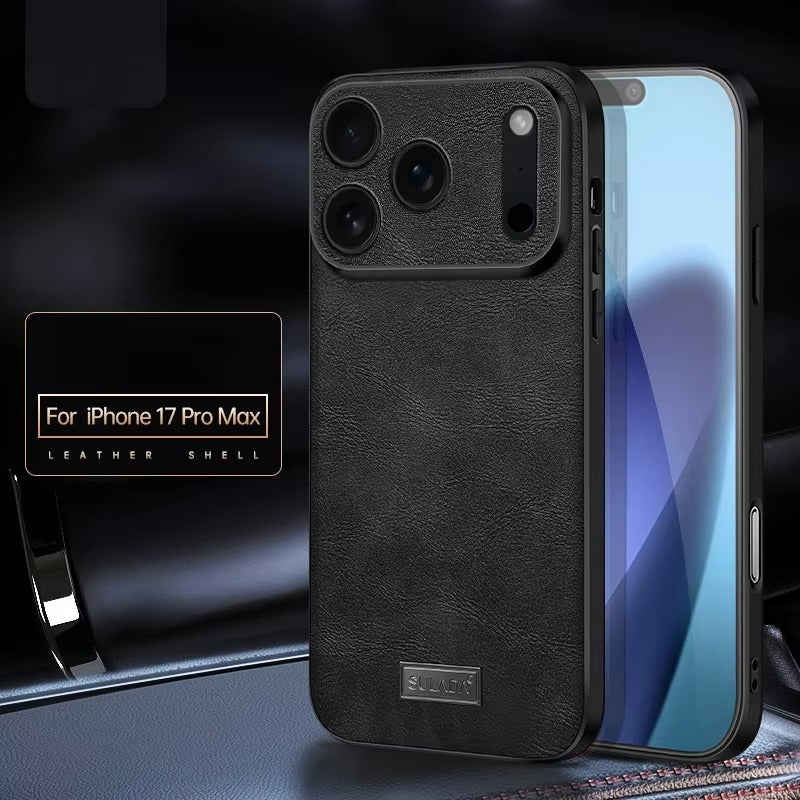 Luxury iPhone Case — Shockproof Soft Leather Cover, Half-Wrapped PC+TPU Design, Anti-Fingerprint Anti-Scratch Non-Slip Protection, Plain Finish