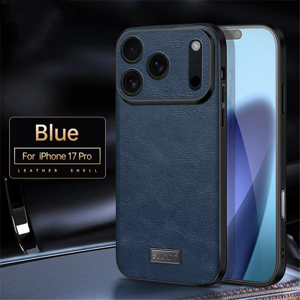 Luxury iPhone Case — Shockproof Soft Leather Cover, Half-Wrapped PC+TPU Design, Anti-Fingerprint Anti-Scratch Non-Slip Protection, Plain Finish