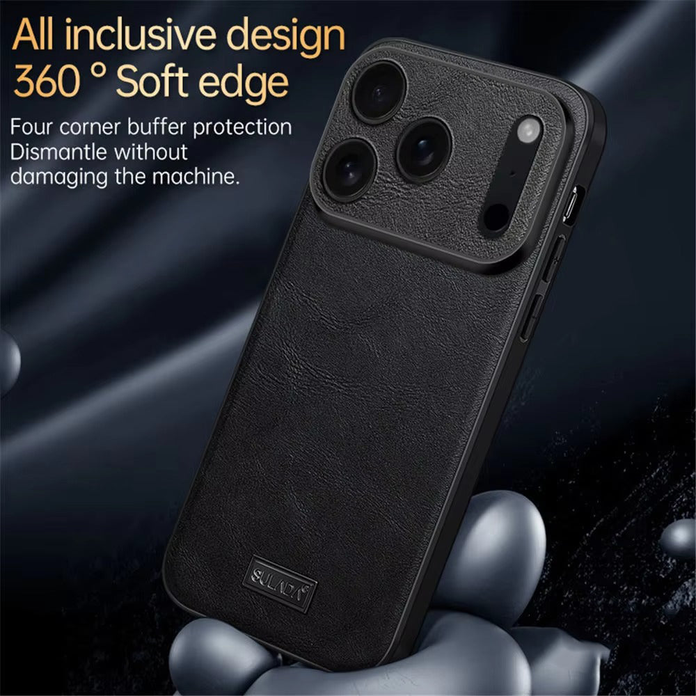 Luxury iPhone Case — Shockproof Soft Leather Cover, Half-Wrapped PC+TPU Design, Anti-Fingerprint Anti-Scratch Non-Slip Protection, Plain Finish
