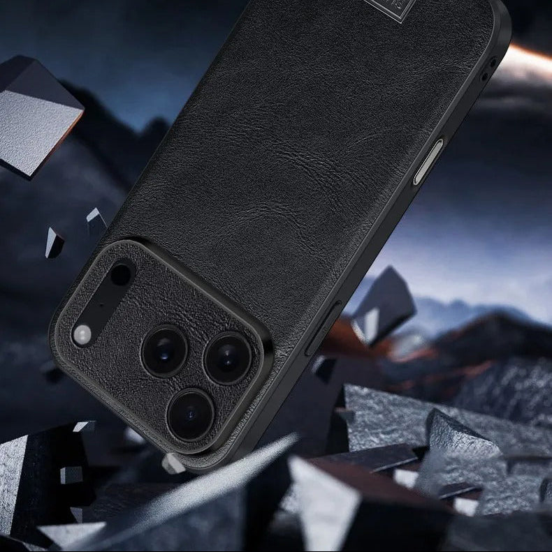 Luxury iPhone Case — Shockproof Soft Leather Cover, Half-Wrapped PC+TPU Design, Anti-Fingerprint Anti-Scratch Non-Slip Protection, Plain Finish