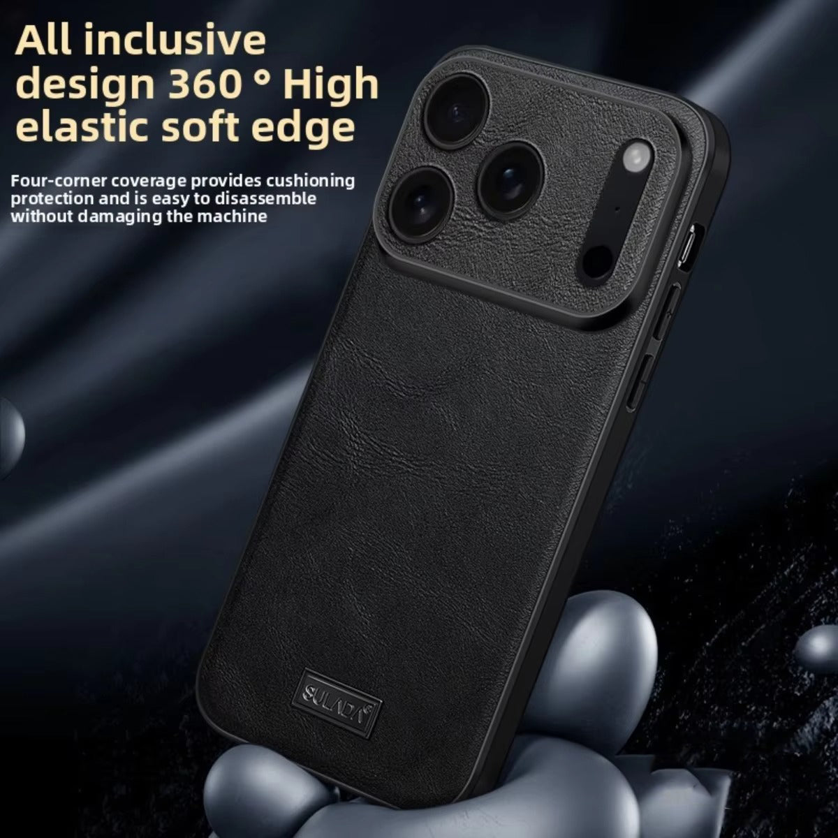 Luxury iPhone Case — Shockproof Soft Leather Cover, Half-Wrapped PC+TPU Design, Anti-Fingerprint Anti-Scratch Non-Slip Protection, Plain Finish