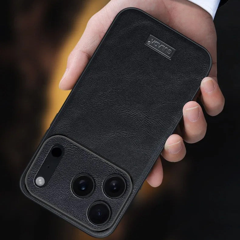 Luxury iPhone Case — Shockproof Soft Leather Cover, Half-Wrapped PC+TPU Design, Anti-Fingerprint Anti-Scratch Non-Slip Protection, Plain Finishv