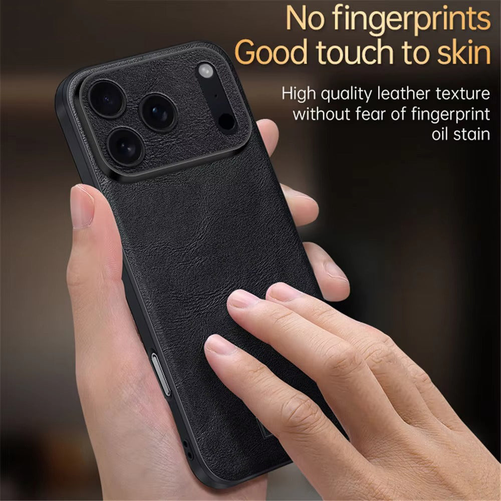 Luxury iPhone Case — Shockproof Soft Leather Cover, Half-Wrapped PC+TPU Design, Anti-Fingerprint Anti-Scratch Non-Slip Protection, Plain Finish