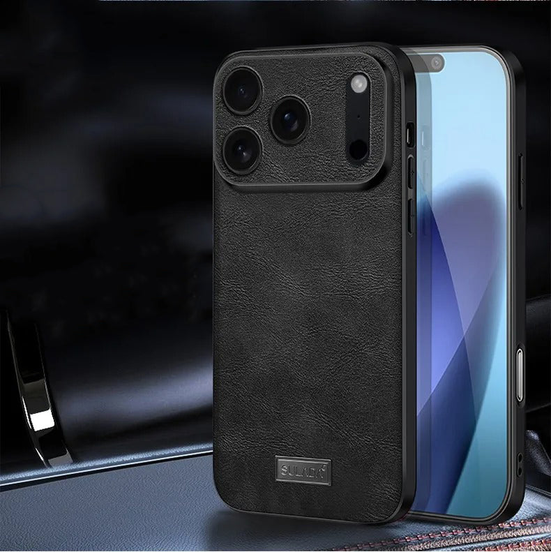 Luxury iPhone Case — Shockproof Soft Leather Cover, Half-Wrapped PC+TPU Design, Anti-Fingerprint Anti-Scratch Non-Slip Protection, Plain Finish