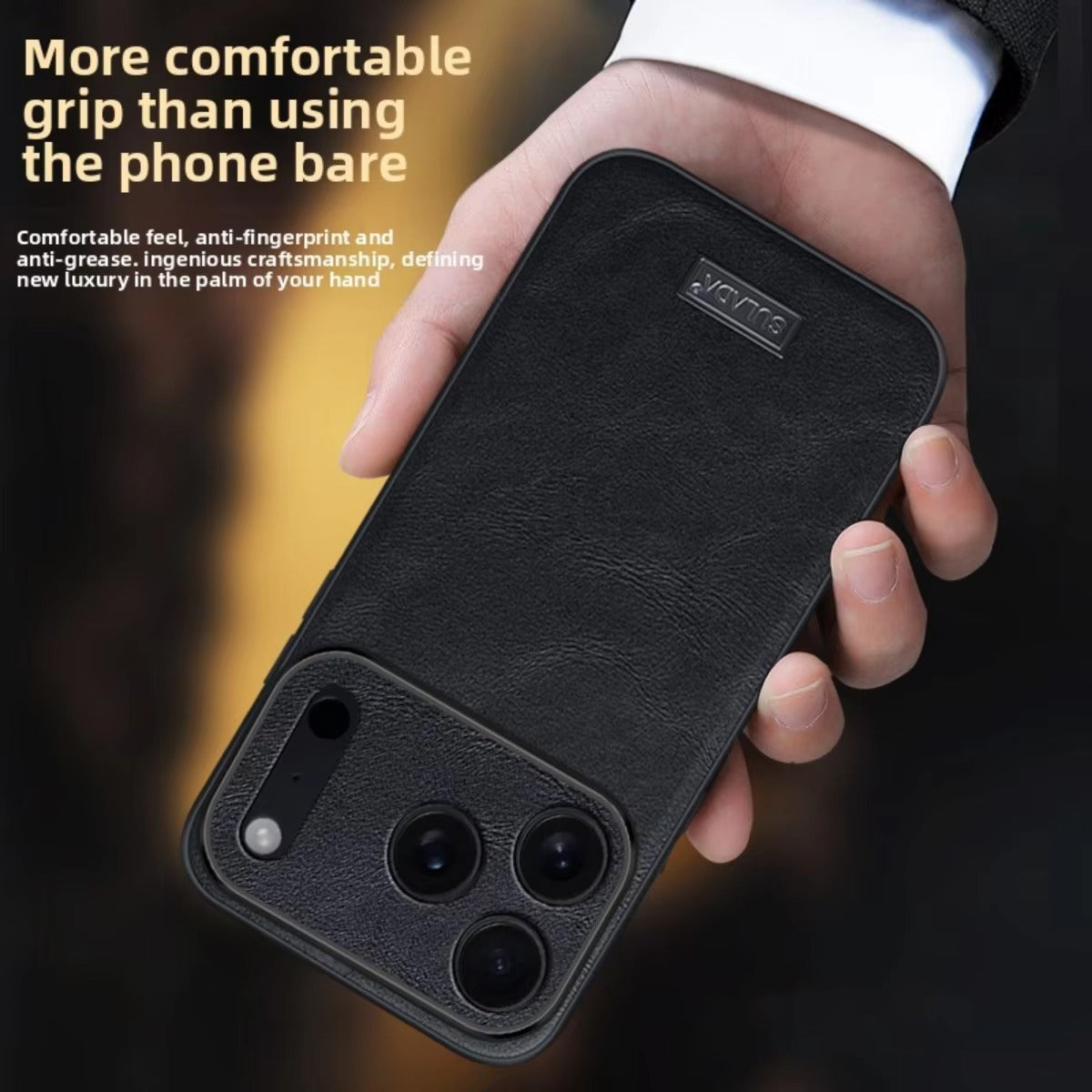 Luxury iPhone Case — Shockproof Soft Leather Cover, Half-Wrapped PC+TPU Design, Anti-Fingerprint Anti-Scratch Non-Slip Protection, Plain Finish