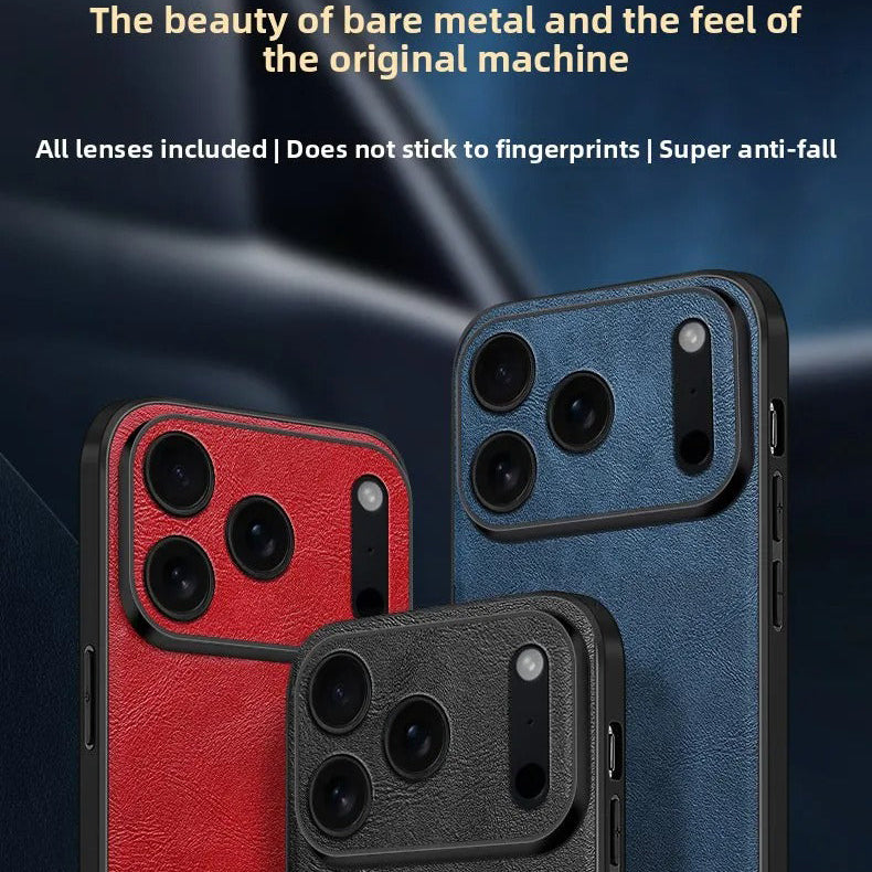 Luxury iPhone Case — Shockproof Soft Leather Cover, Half-Wrapped PC+TPU Design, Anti-Fingerprint Anti-Scratch Non-Slip Protection, Plain Finish