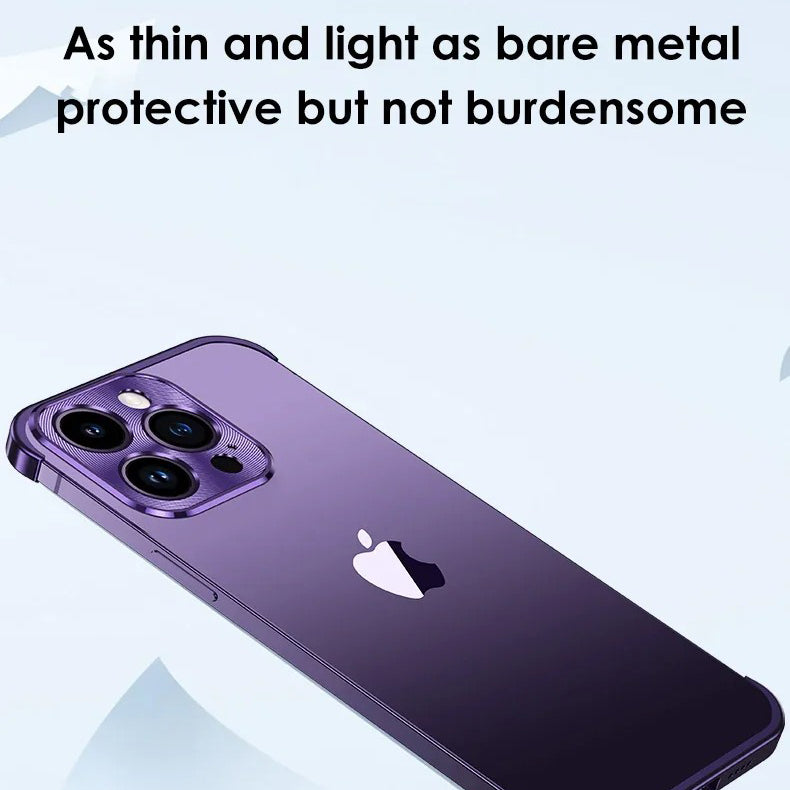 Luxury iPhone Case — Shockproof, Anti-Fingerprint, Anti-Scratch, Dustproof Lightweight Metal Frameless Bumper with Matte Anti-Glare Finish and Glass Lens Protector