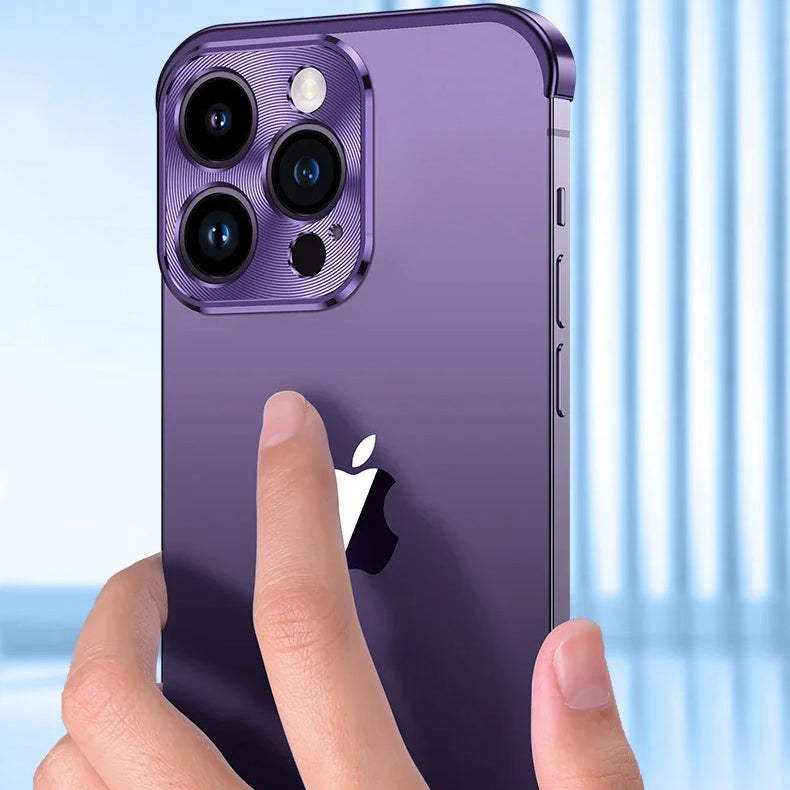 Luxury iPhone Case — Shockproof, Anti-Fingerprint, Anti-Scratch, Dustproof Lightweight Metal Frameless Bumper with Matte Anti-Glare Finish and Glass Lens Protector