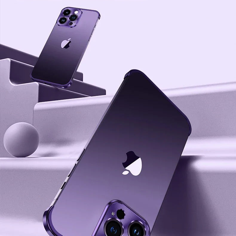 Luxury iPhone Case — Shockproof, Anti-Fingerprint, Anti-Scratch, Dustproof Lightweight Metal Frameless Bumper with Matte Anti-Glare Finish and Glass Lens Protector