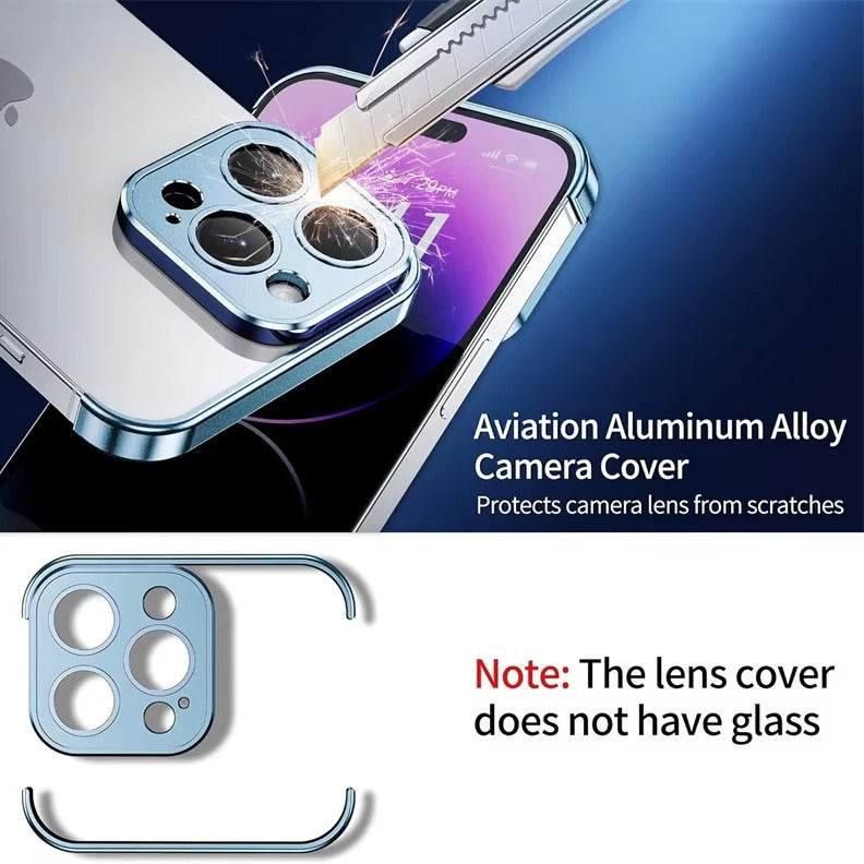 Luxury iPhone Case — Shockproof, Anti-Fingerprint, Anti-Scratch, Dustproof Lightweight Metal Frameless Bumper with Matte Anti-Glare Finish and Glass Lens Protector