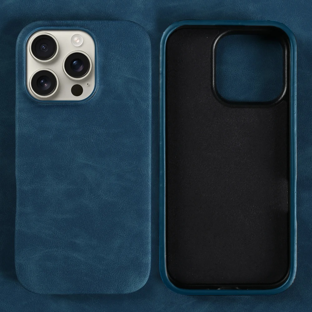 Luxury iPhone Case — Skin-Feel PU Leather Back Cover with Shockproof PC Bumper, Anti-Fingerprint Anti-Scratch Design and Non-Slip Solid Color Finish