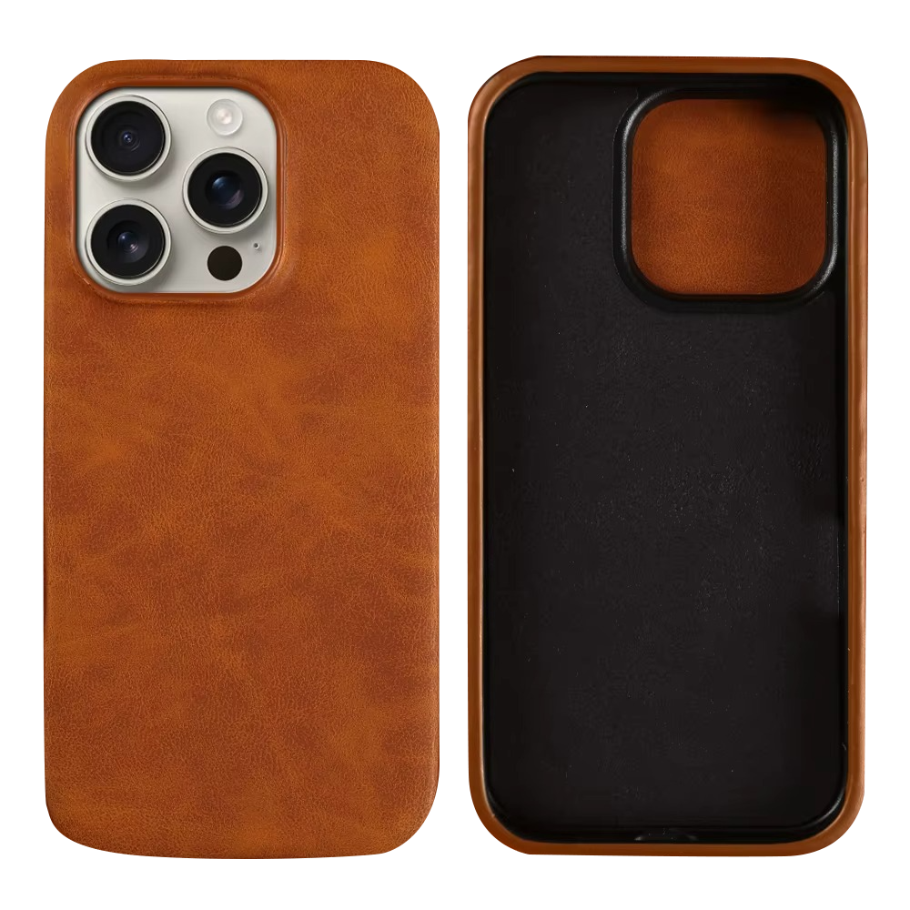 Luxury iPhone Case — Skin-Feel PU Leather Back Cover with Shockproof PC Bumper, Anti-Fingerprint Anti-Scratch Design and Non-Slip Solid Color Finish