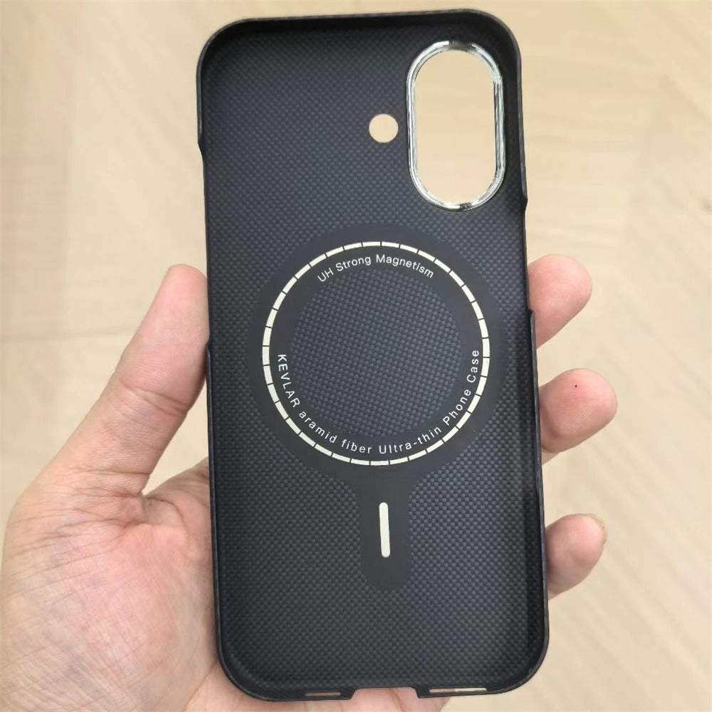 Luxury iPhone Case — Slim Aramid Fiber MagSafe Cover with Lightweight Case-Less Touch Feel and Durable Protective Design