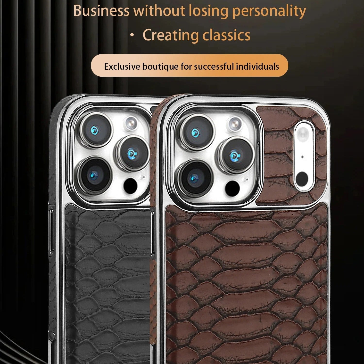 Luxury iPhone Case — Snake-Pattern Leather Cover with Soft Flannel Inner Lining, Premium Protective Design & Stylish Fashion Finish