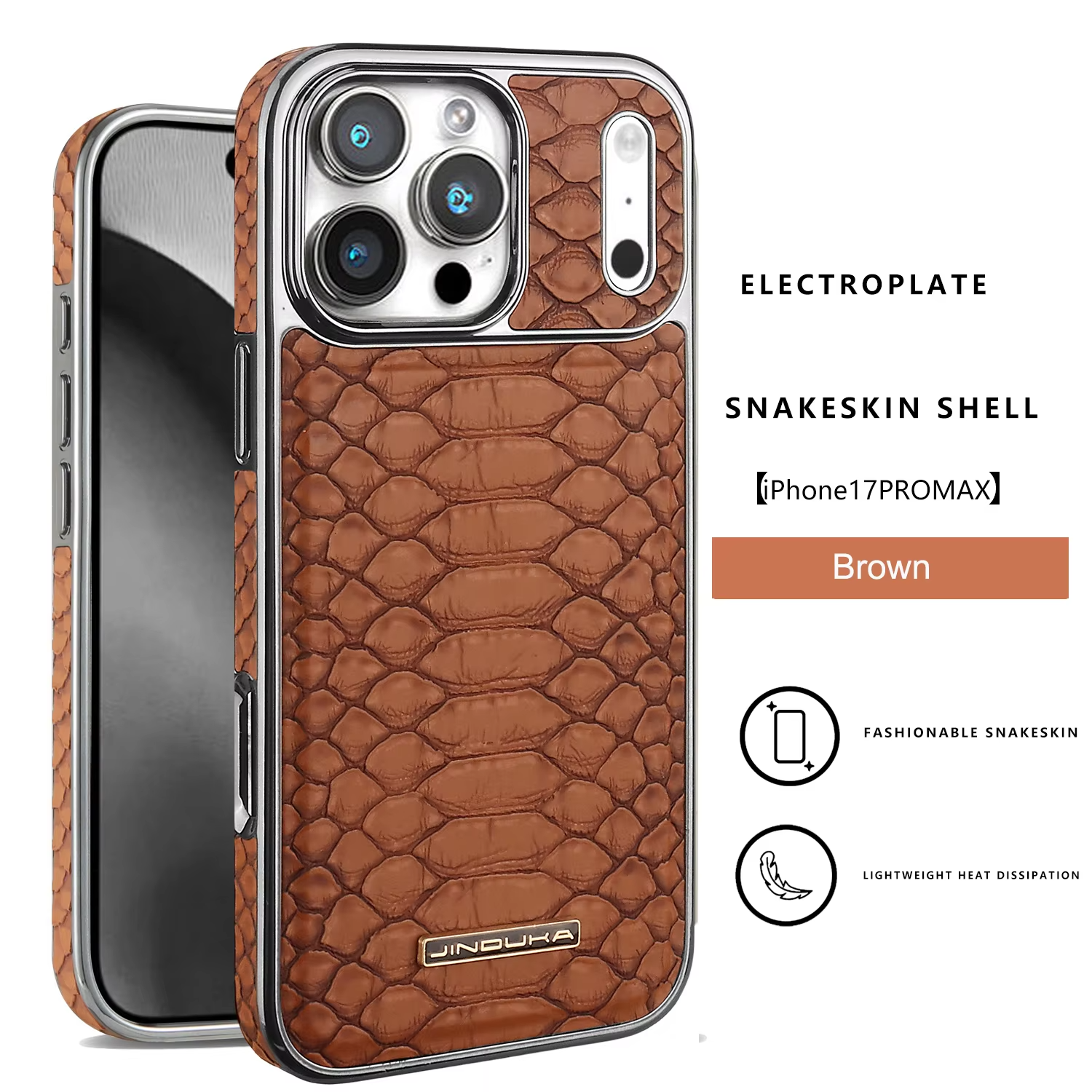 Luxury iPhone Case — Snake-Pattern Leather Cover with Soft Flannel Inner Lining, Premium Protective Design & Stylish Fashion Finish