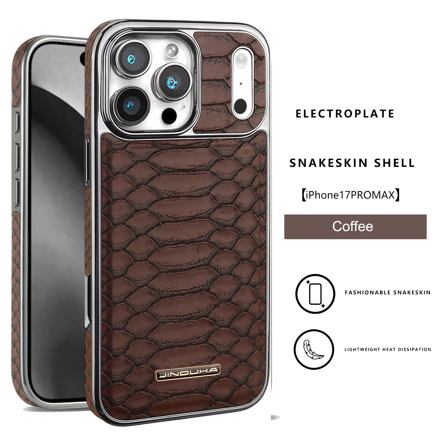 Luxury iPhone Case — Snake-Pattern Leather Cover with Soft Flannel Inner Lining, Premium Protective Design & Stylish Fashion Finish