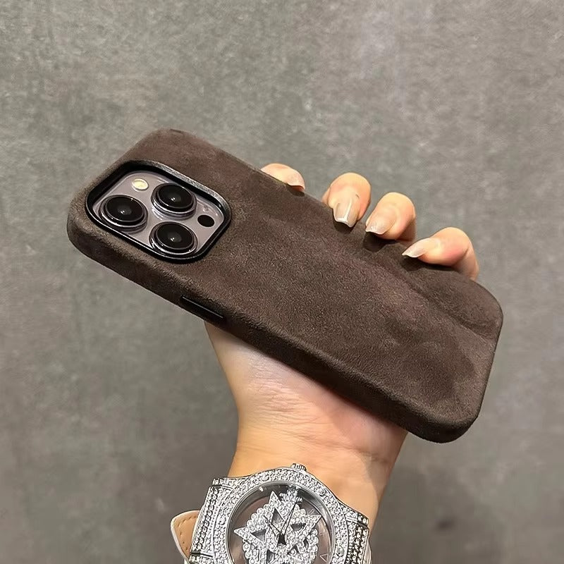 Luxury iPhone Case — Suede Leather Magnetic Cover with MagSafe Charging, Shockproof Hard Protection, Matte Anti-Fingerprint Non-Slip Design