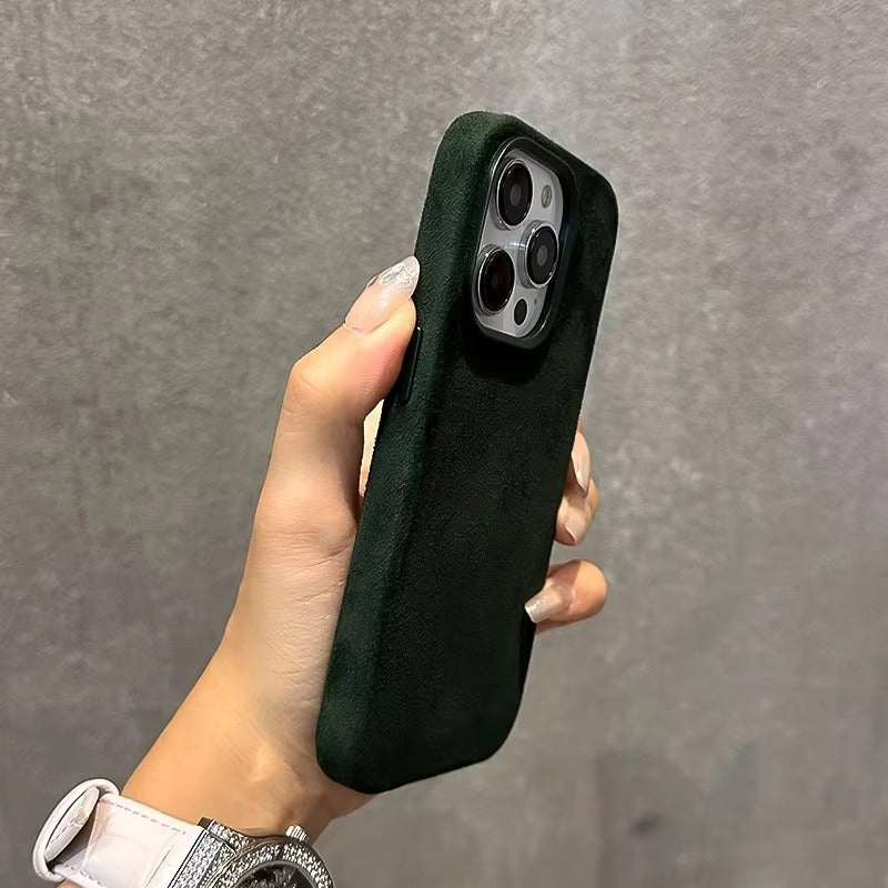 Luxury iPhone Case — Suede Leather Magnetic Cover with MagSafe Charging, Shockproof Hard Protection, Matte Anti-Fingerprint Non-Slip Design