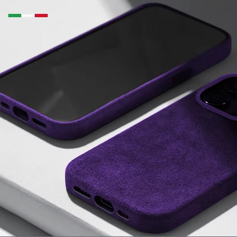 Luxury iPhone Case — Suede Leather Magnetic Cover with MagSafe Charging, Shockproof Hard Protection, Matte Anti-Fingerprint Non-Slip Design