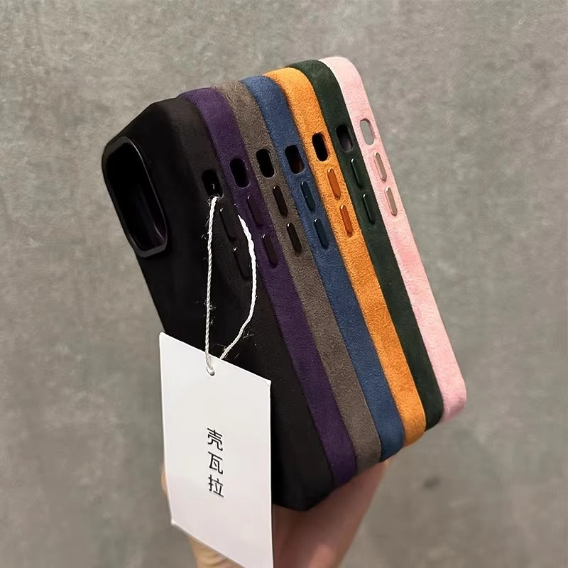 Luxury iPhone Case — Suede Leather Magnetic Cover with MagSafe Charging, Shockproof Hard Protection, Matte Anti-Fingerprint Non-Slip Design