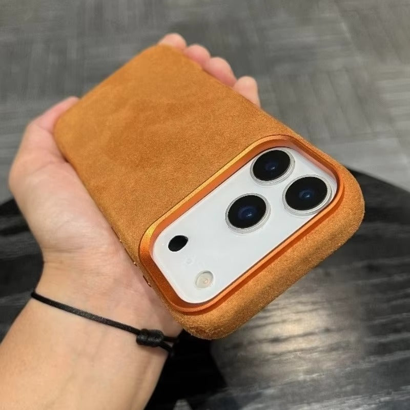 Luxury iPhone Case — Suede Leather Magnetic Cover with MagSafe Charging, Shockproof Hard Protection, Matte Anti-Fingerprint Non-Slip Design
