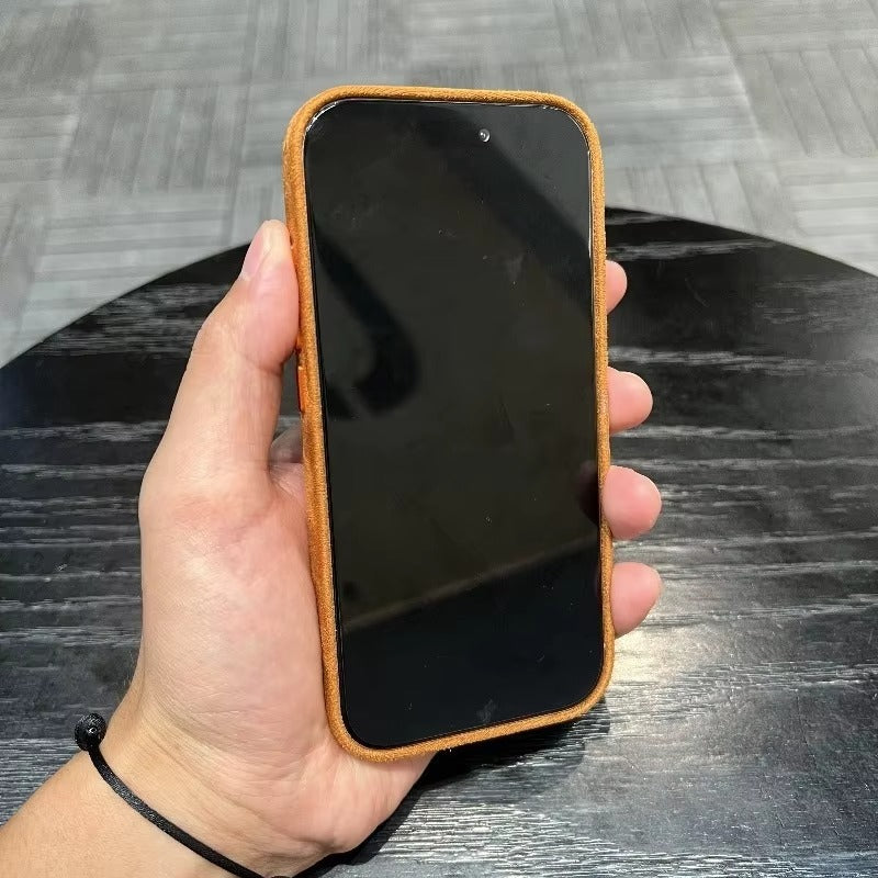 Luxury iPhone Case — Suede Leather Magnetic Cover with MagSafe Charging, Shockproof Hard Protection, Matte Anti-Fingerprint Non-Slip Design
