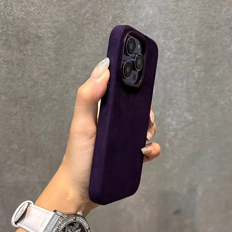 Luxury iPhone Case — Suede Leather Magnetic Cover with MagSafe Charging, Shockproof Hard Protection, Matte Anti-Fingerprint Non-Slip Design