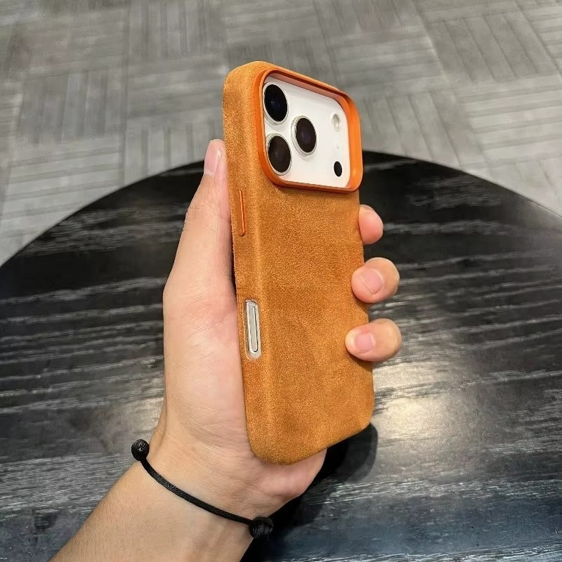 Luxury iPhone Case — Suede Leather Magnetic Cover with MagSafe Charging, Shockproof Hard Protection, Matte Anti-Fingerprint Non-Slip Design