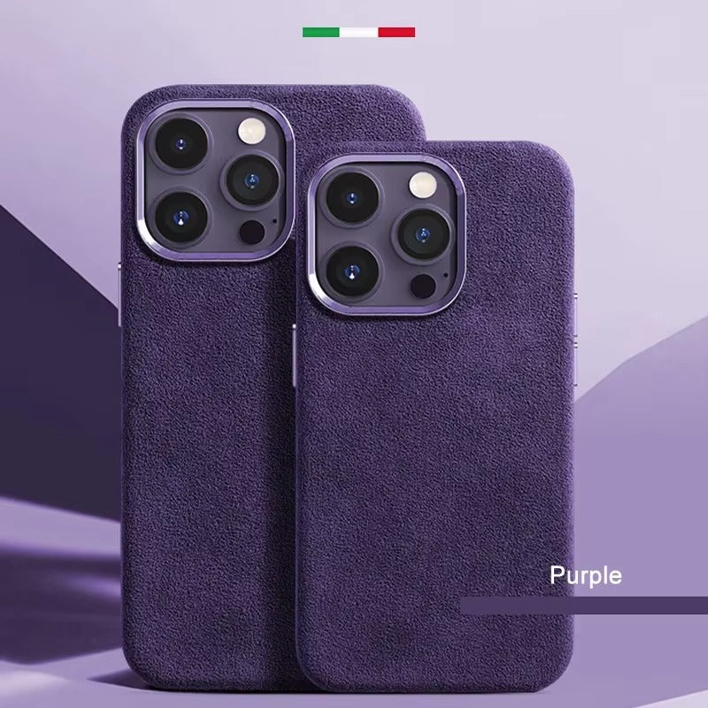 Luxury iPhone Case — Suede Leather Magnetic Cover with MagSafe Charging, Shockproof Hard Protection, Matte Anti-Fingerprint Non-Slip Design
