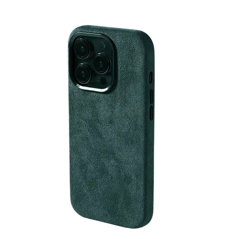 Luxury iPhone Case — Suede Leather Magnetic Cover with MagSafe Charging, Shockproof Hard Protection, Matte Anti-Fingerprint Non-Slip Design
