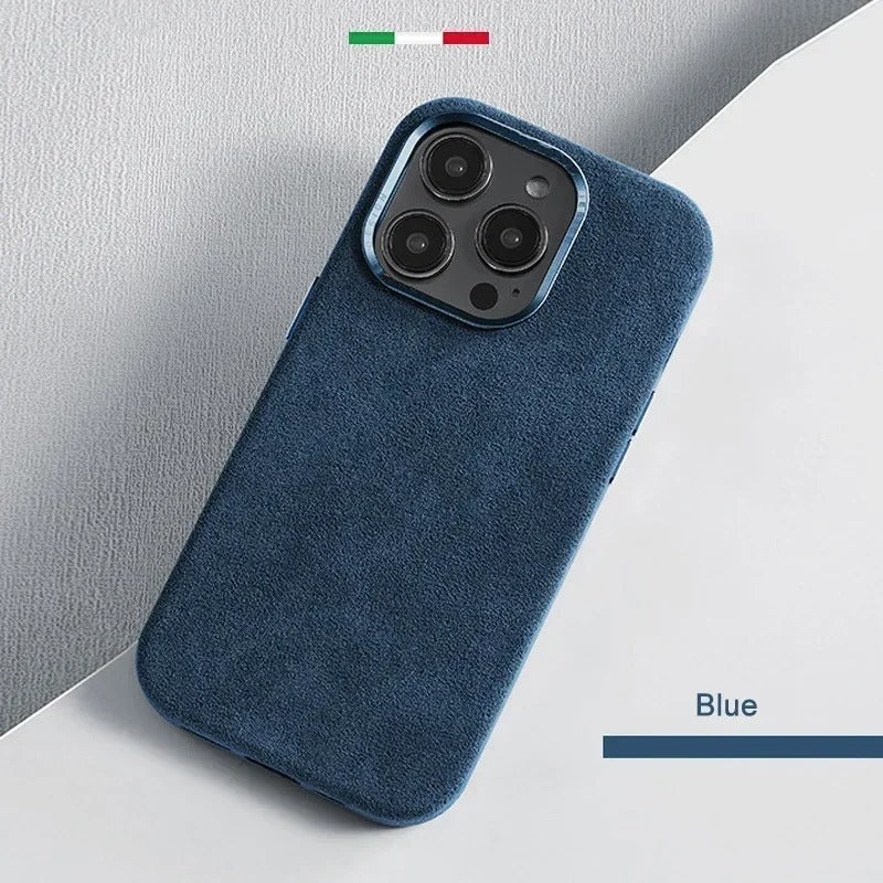 Luxury iPhone Case — Suede Leather Magnetic Cover with MagSafe Charging, Shockproof Hard Protection, Matte Anti-Fingerprint Non-Slip Design