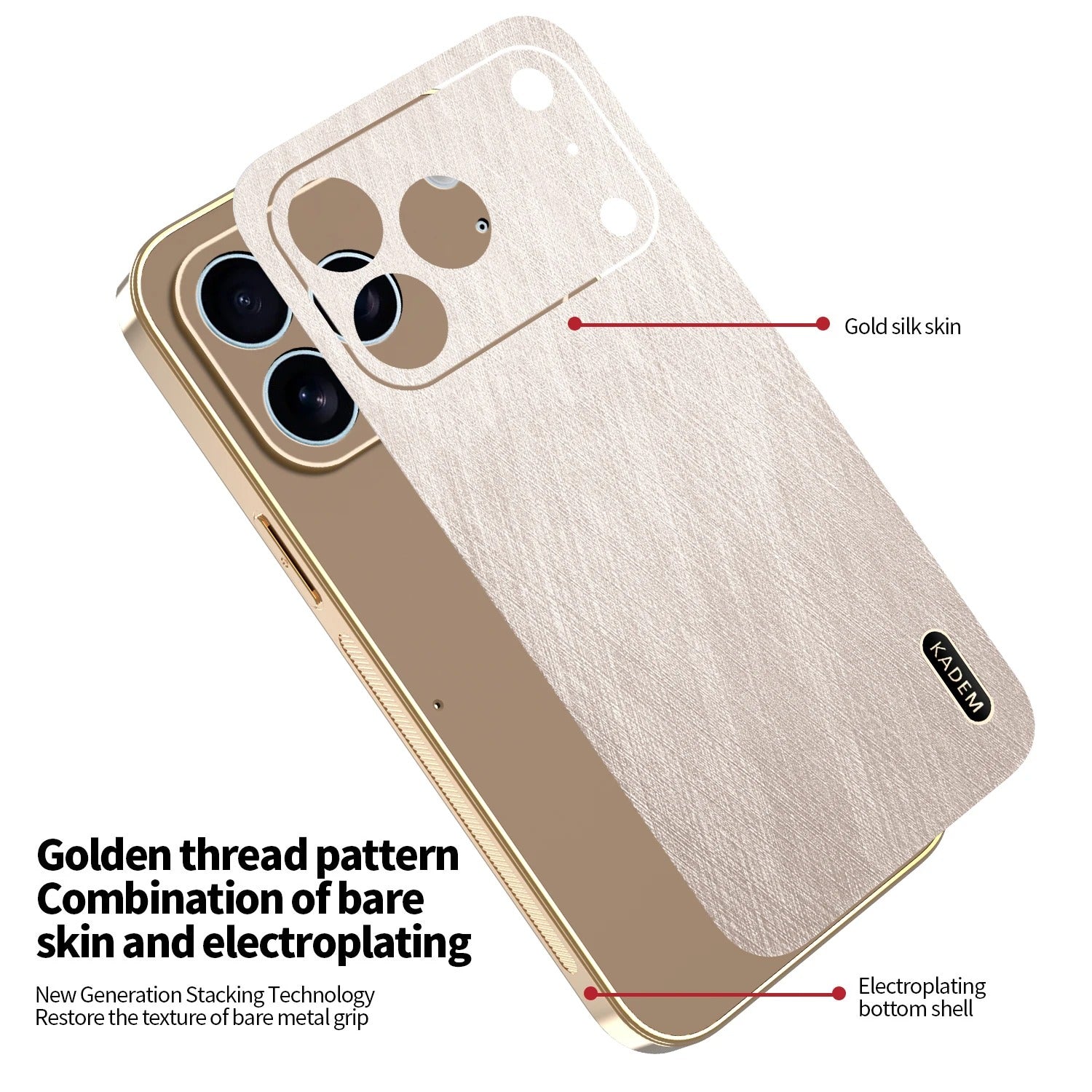 Luxury iPhone Case — Thin Electroplated Golden-Thread PU Leather Cover with Shockproof Anti-Fingerprint Anti-Scratch Protection & Lightweight Non-Slip Design