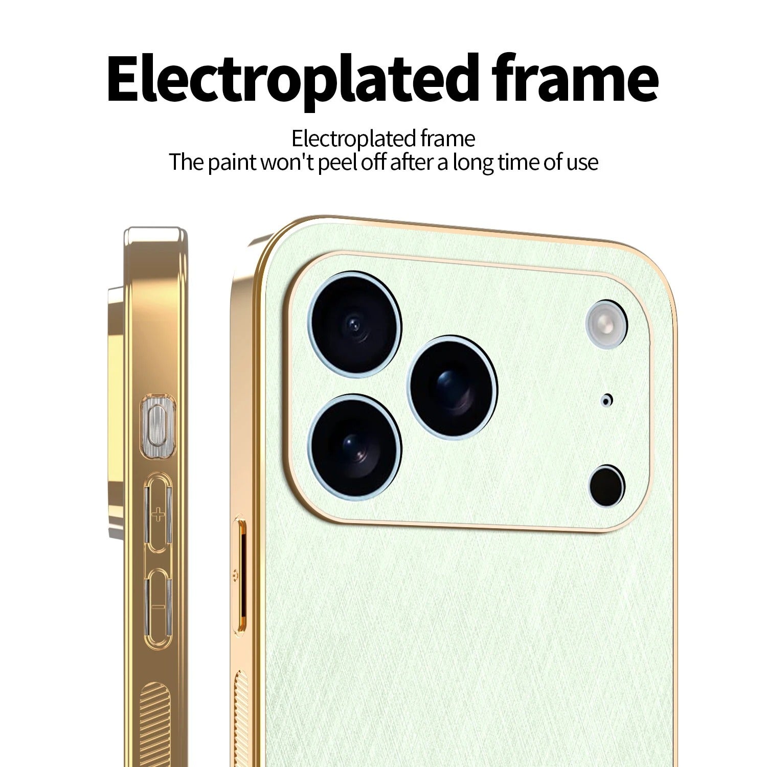 Luxury iPhone Case — Thin Electroplated Golden-Thread PU Leather Cover with Shockproof Anti-Fingerprint Anti-Scratch Protection & Lightweight Non-Slip Design