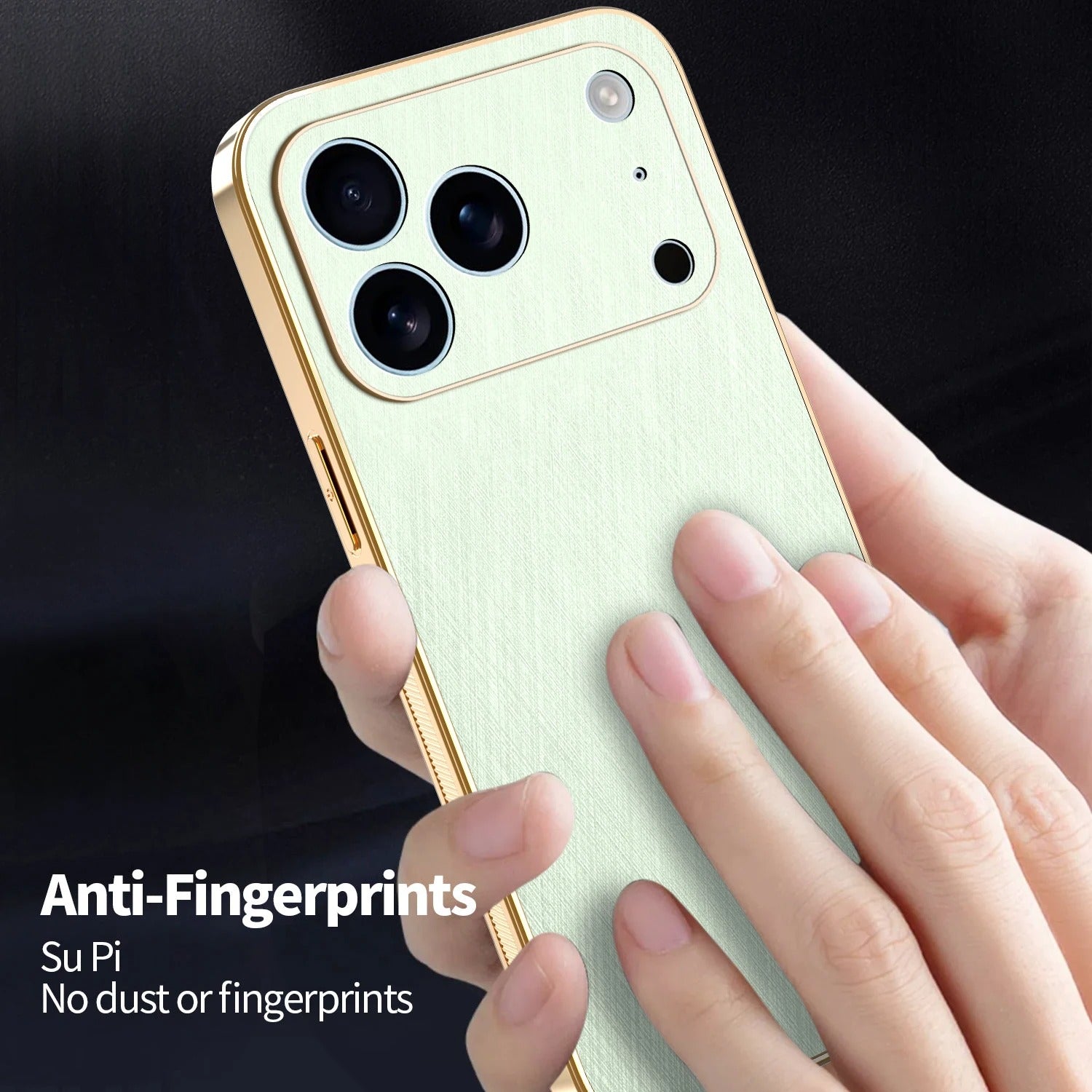 Luxury iPhone Case — Thin Electroplated Golden-Thread PU Leather Cover with Shockproof Anti-Fingerprint Anti-Scratch Protection & Lightweight Non-Slip Design