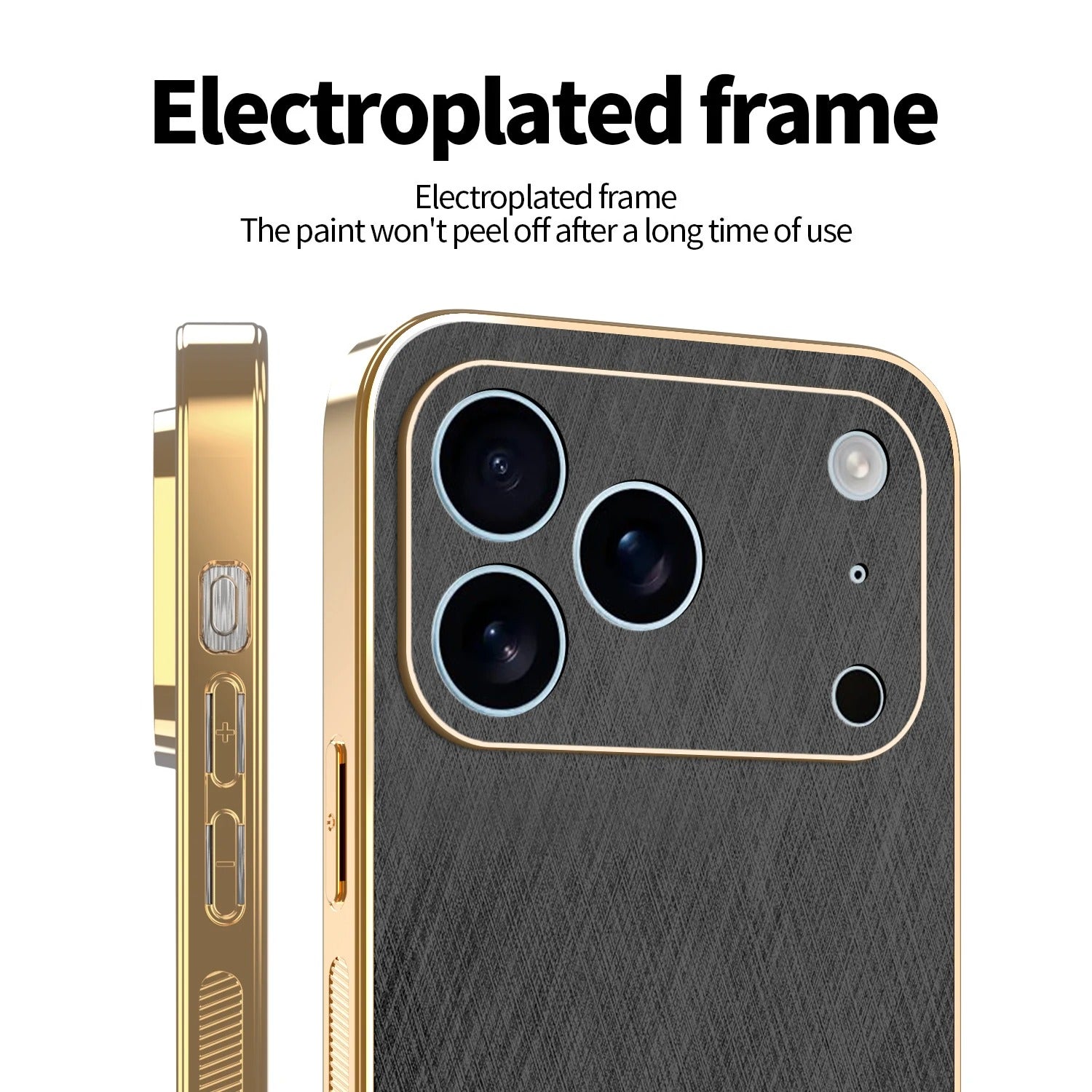 Luxury iPhone Case — Thin Electroplated Golden-Thread PU Leather Cover with Shockproof Anti-Fingerprint Anti-Scratch Protection & Lightweight Non-Slip Design