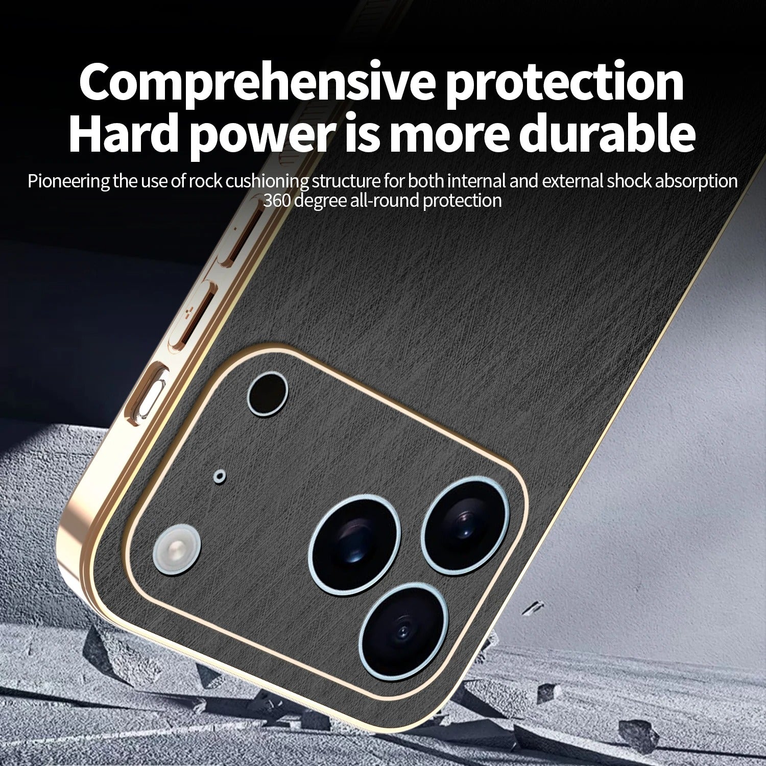 Luxury iPhone Case — Thin Electroplated Golden-Thread PU Leather Cover with Shockproof Anti-Fingerprint Anti-Scratch Protection & Lightweight Non-Slip Design