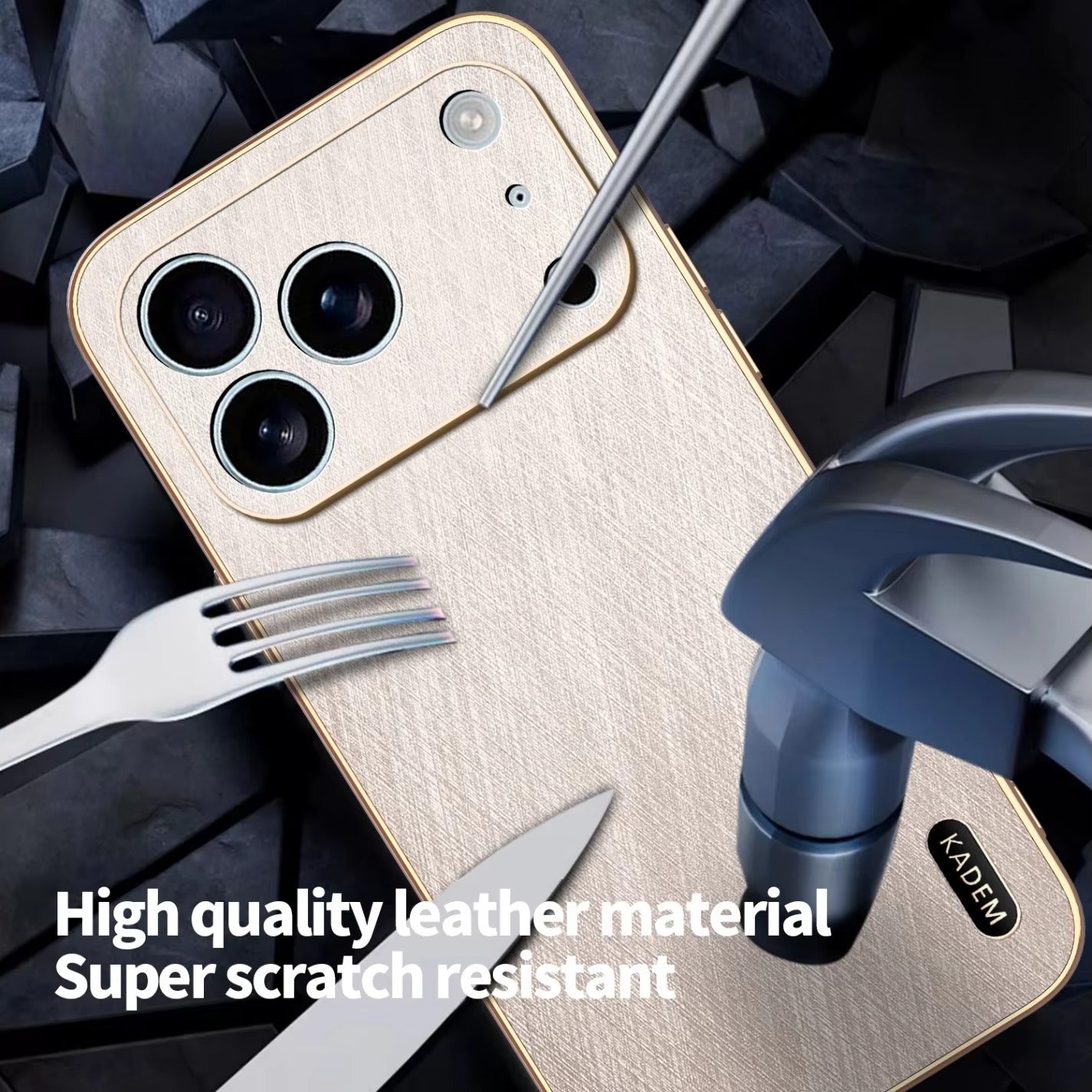 Luxury iPhone Case — Thin Electroplated Golden-Thread PU Leather Cover with Shockproof Anti-Fingerprint Anti-Scratch Protection & Lightweight Non-Slip Design