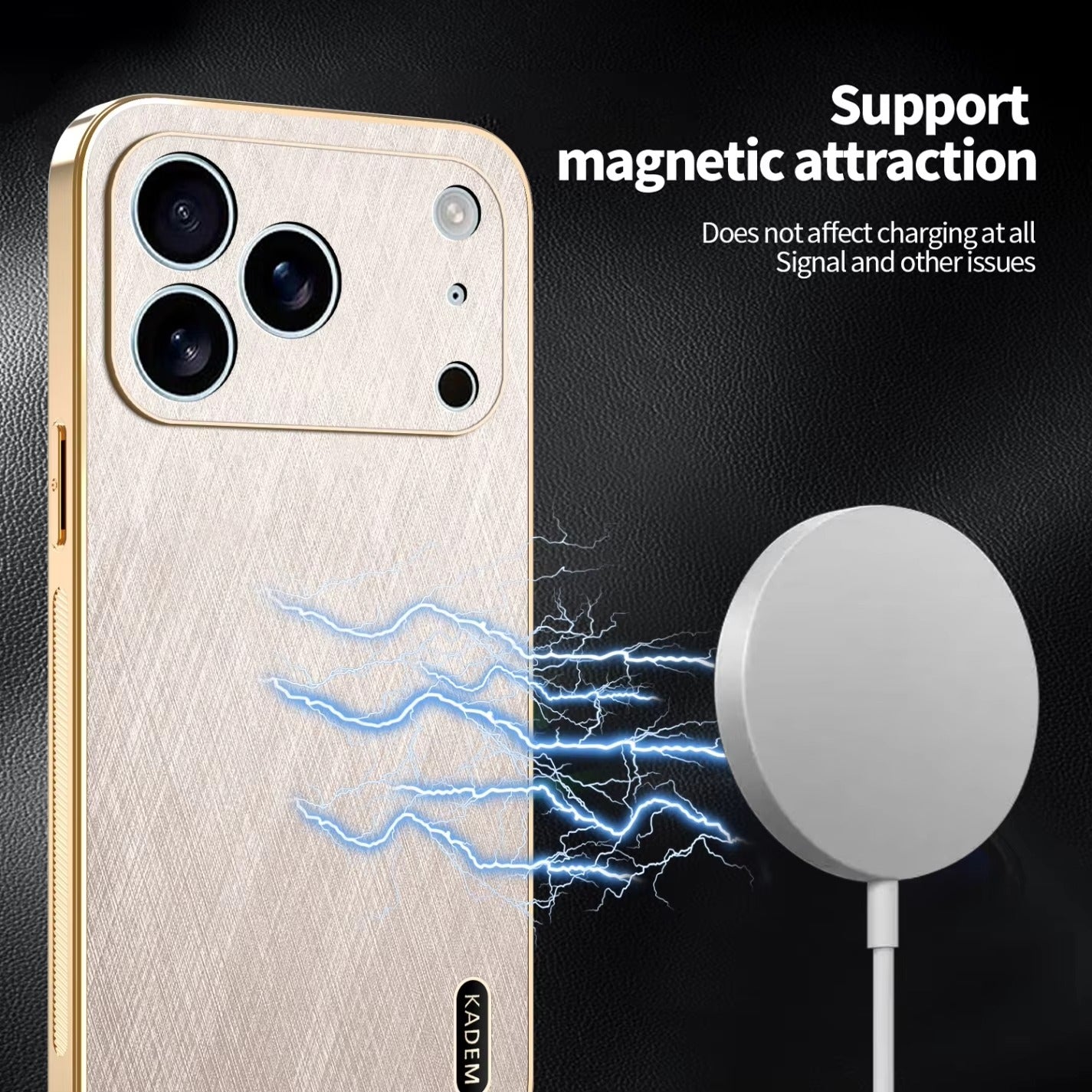 Luxury iPhone Case — Thin Electroplated Golden-Thread PU Leather Cover with Shockproof Anti-Fingerprint Anti-Scratch Protection & Lightweight Non-Slip Design