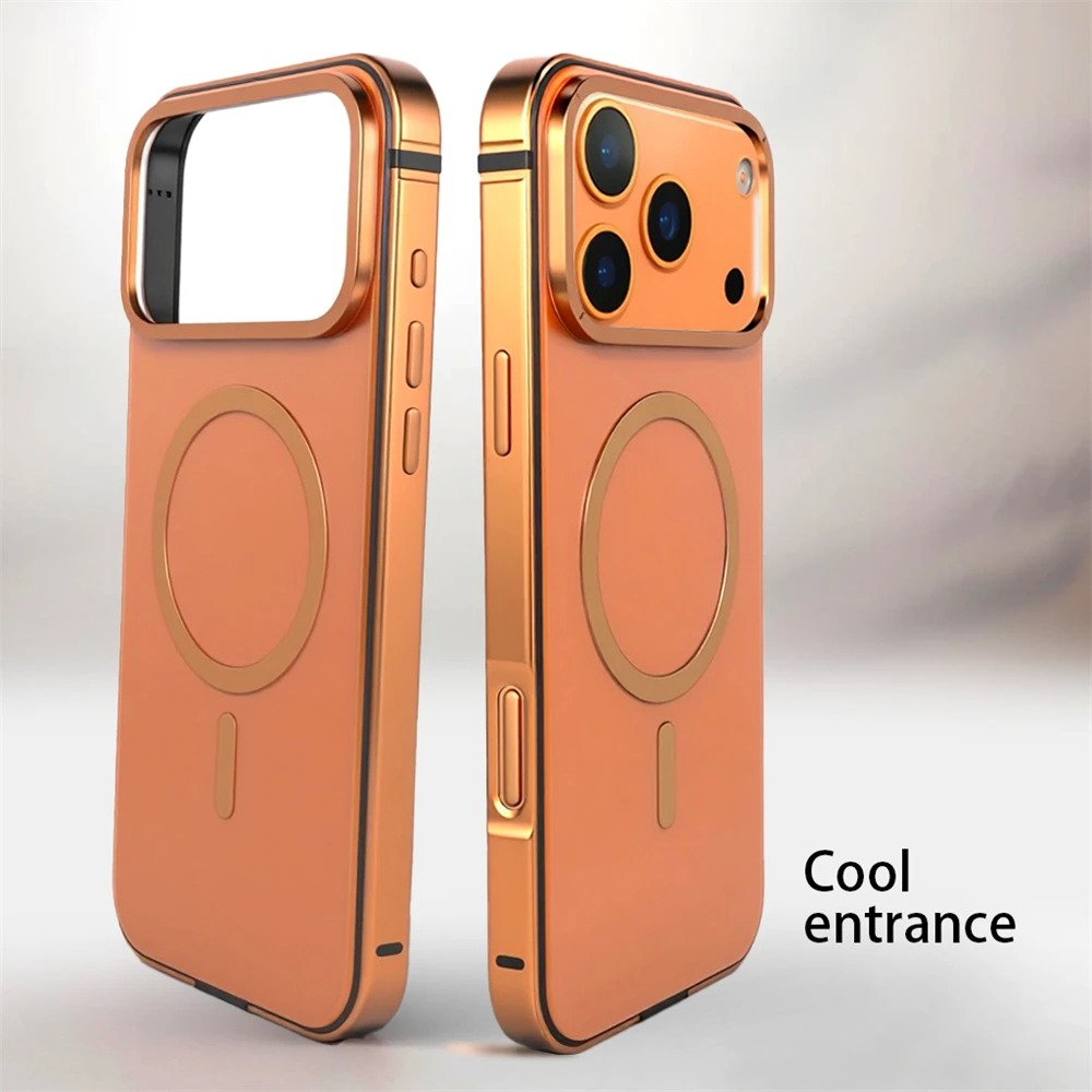 Luxury iPhone Case — Titanium Alloy Magnetic MagSafe Cover with Wireless Charging, Shockproof Aluminum Bumper and PC+TPU Back Design