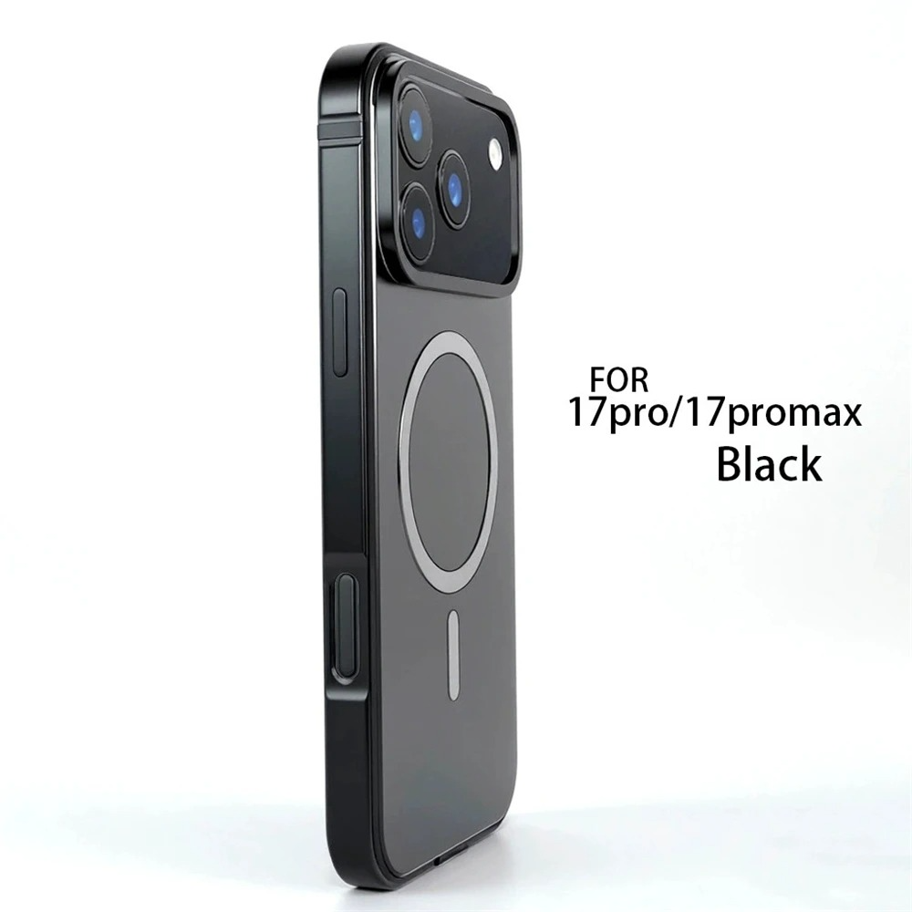 Luxury iPhone Case — Titanium Alloy Magnetic MagSafe Cover with Wireless Charging, Shockproof Aluminum Bumper and PC+TPU Back Design